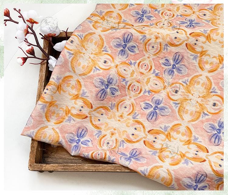 Tissu pour patchwork, coton à motifs floraux aquarelle : matériel de couture style chinois
