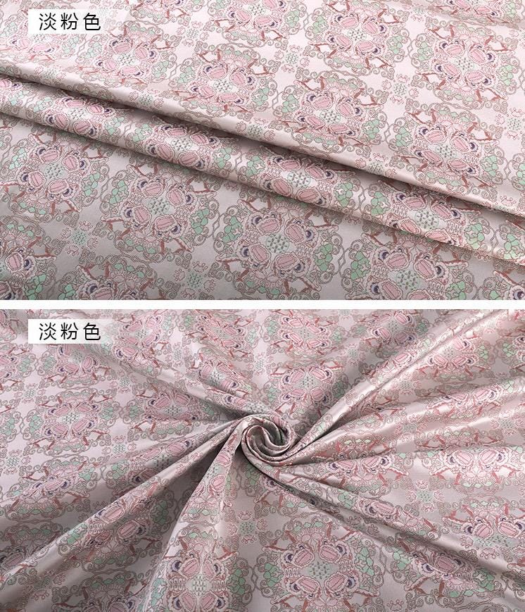 59" Pink Lion Brocade Fabric: Zen Flower, Emperor Tibetan Style