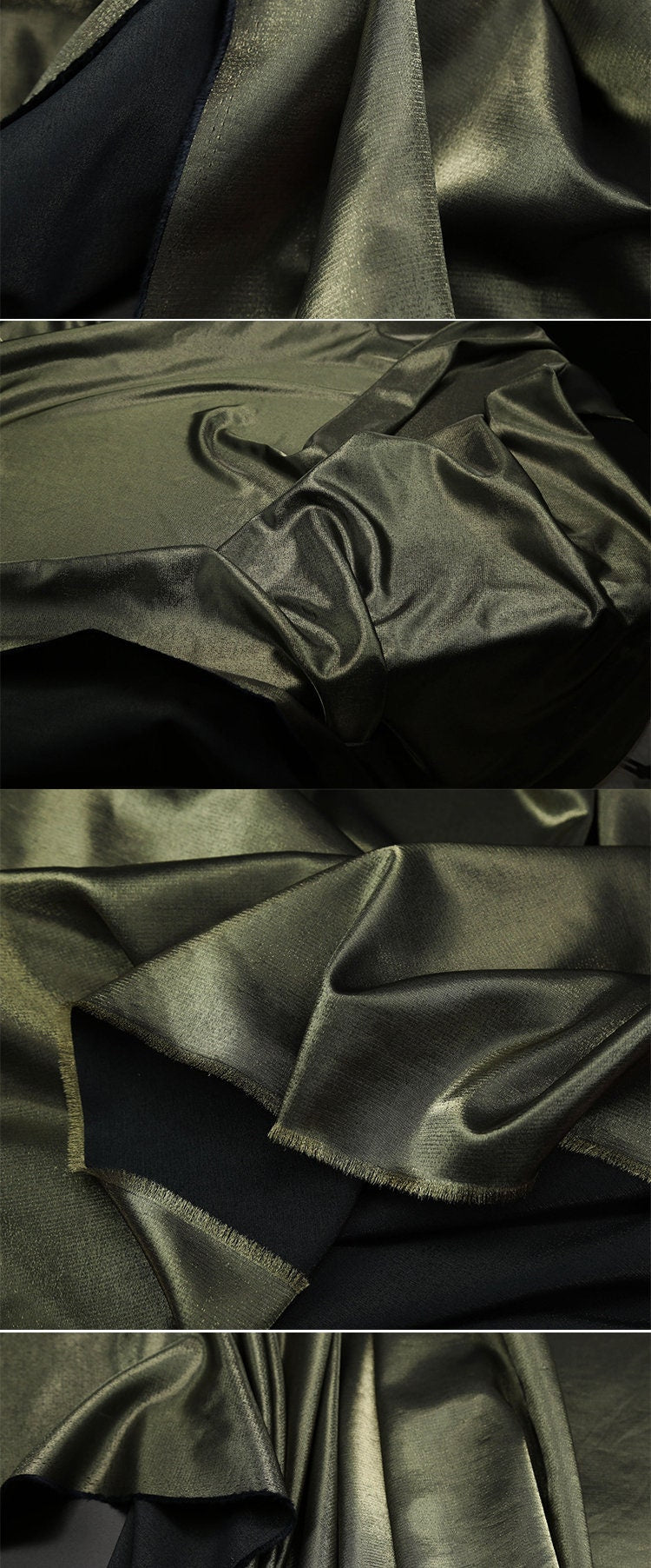 Glitter-Glazed Silk Satin Fabric: Gradient Silky Dress Material, 58" Wide
