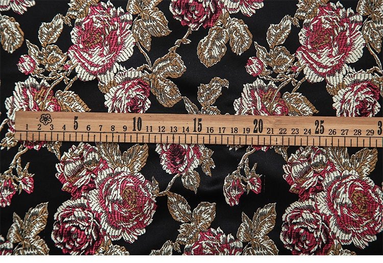 Red Peony Flower Brocade Fabric: Chinese Silk Wedding Fabric - Poppylollipop