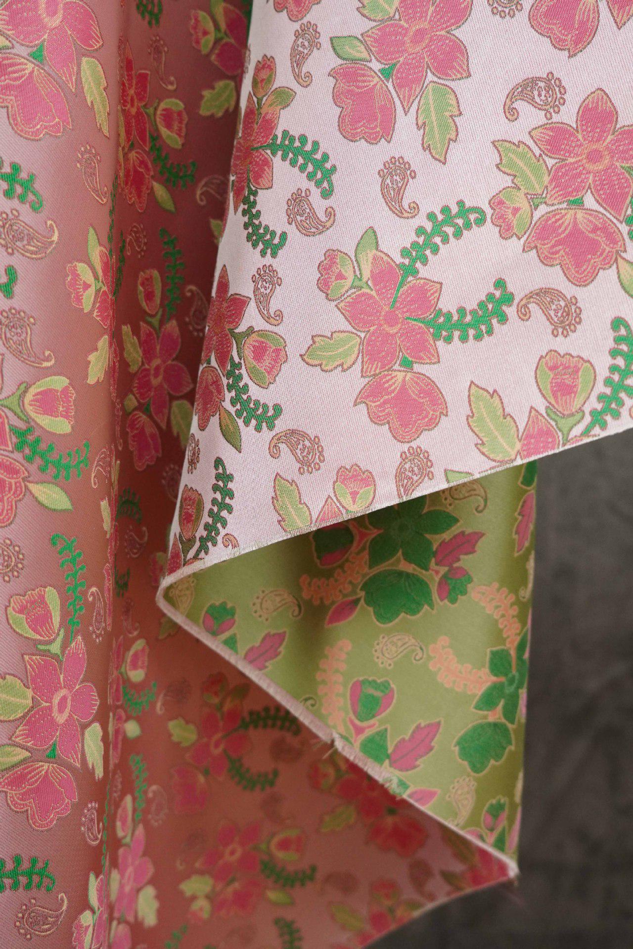 Peach Reverse Jacquard Fabric: 3D Upholstery, Costume, Decor - 66"W