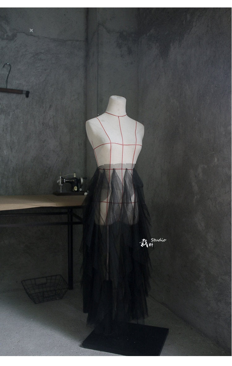 3D Flounced Lace Mesh Fabric, Wedding Gown Design, 60x85cm