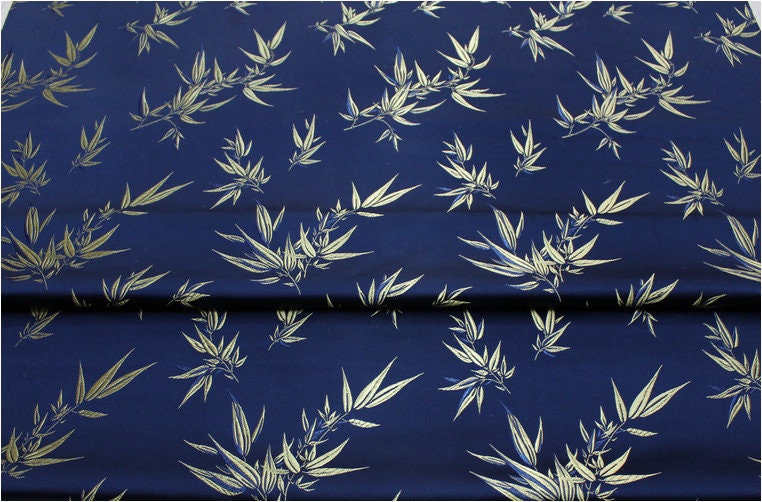Leaves & Flower Brocade Fabric: Silk Rayon Blend, 29.5" Wide