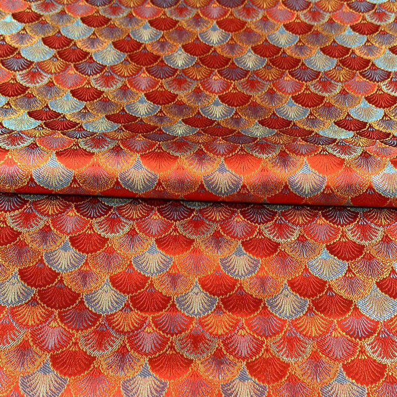 Japanese Shell Kinran Brocade Fabric: Elegant Silk Jacquard (59" W)