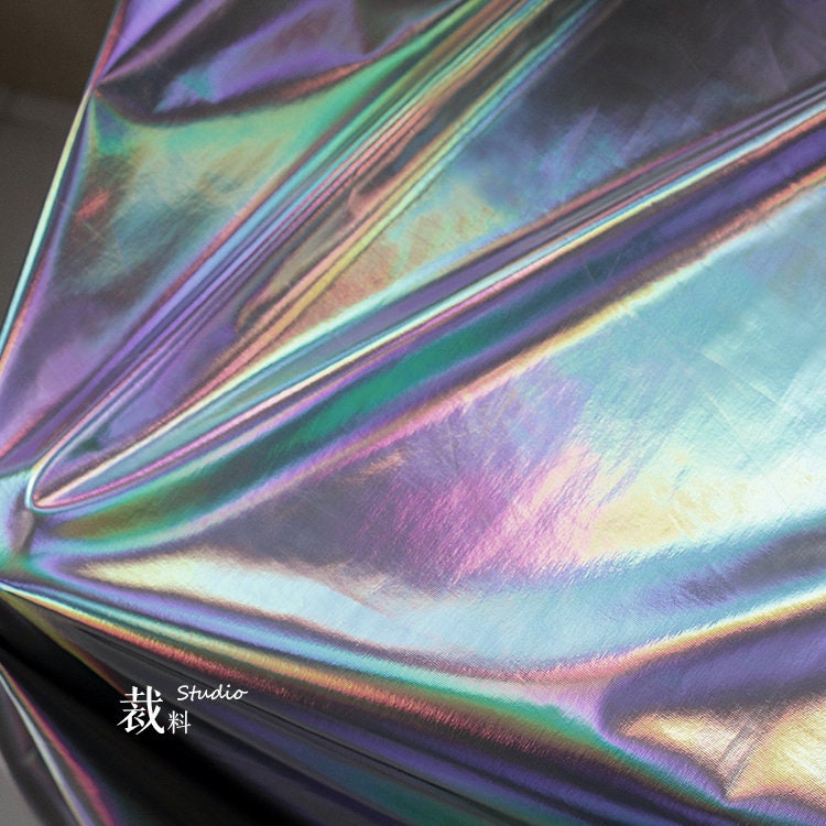 Holographic TPU Fabric: Elastic Symphony, Designer Clothing Material, 59" Wide