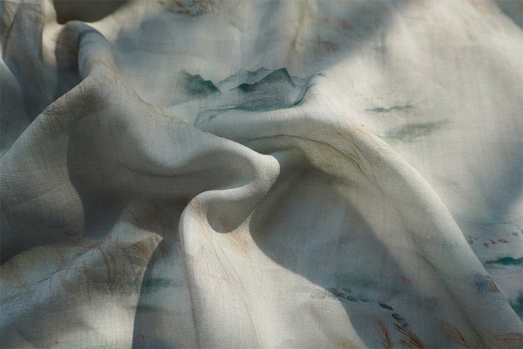 Ramie Fabric: Fengshui Drawing, Soft Home Textile (55"W)