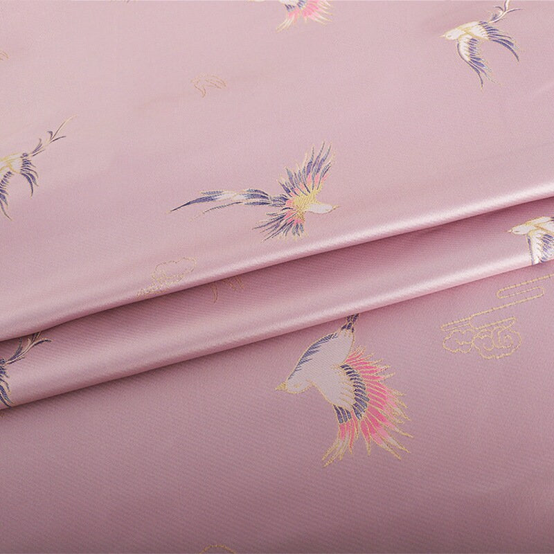 Tissu brocart Oiseau Phénix : tissage japonais Nishijin avec fil d'or (59"L)
