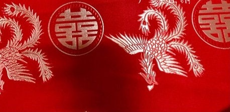 Red Dragon Brocade Fabric: 35"W Rayon Sewing & Upholstery