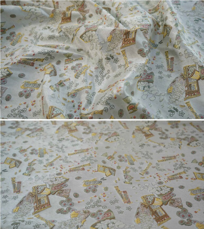 Tissu jacquard lurex blanc : polyester tissé gaufré 3D, 165 cm de large