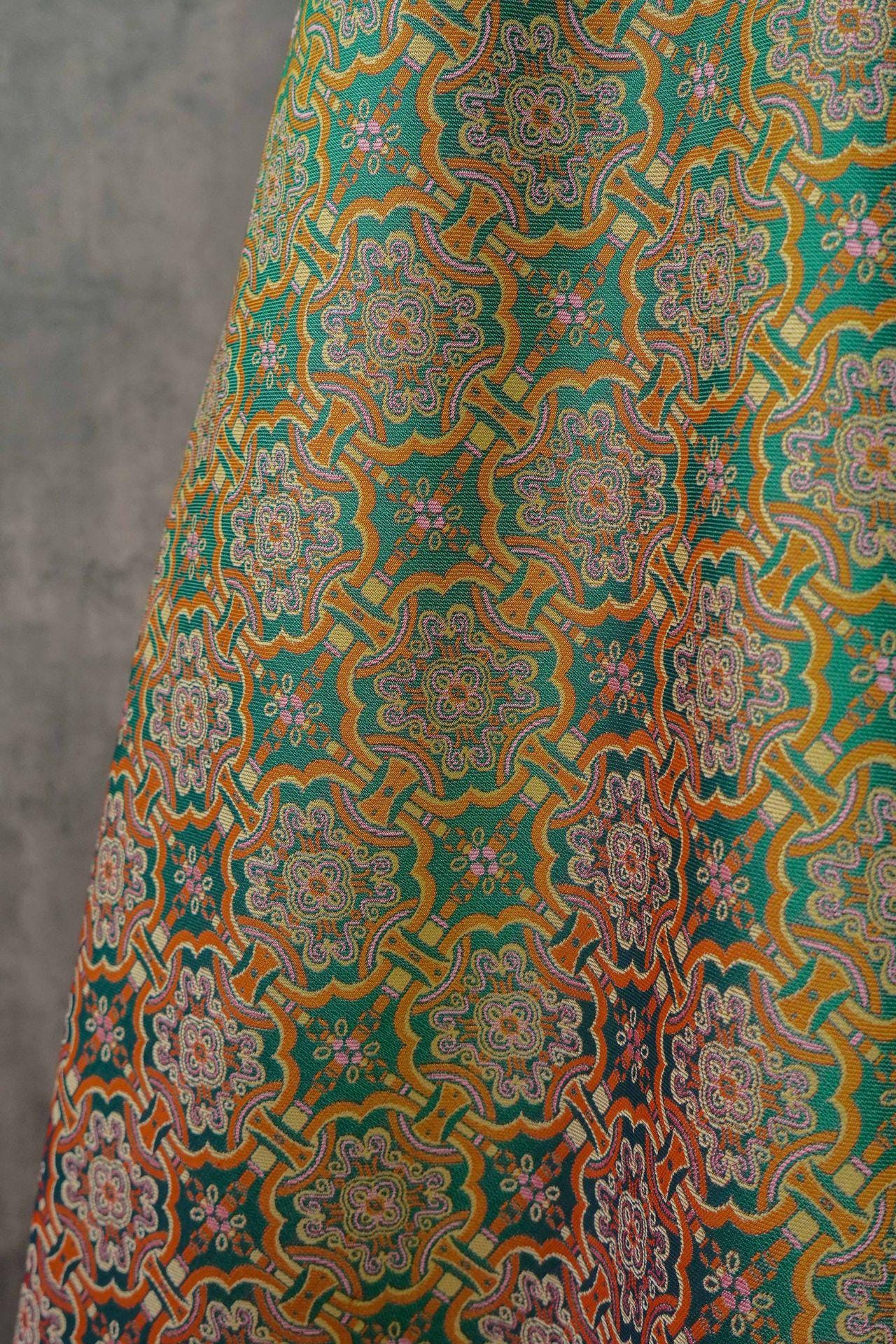 Mongolian Bada Pattern Fabric: 59"W Rayon Upholstery, Costume, Decor