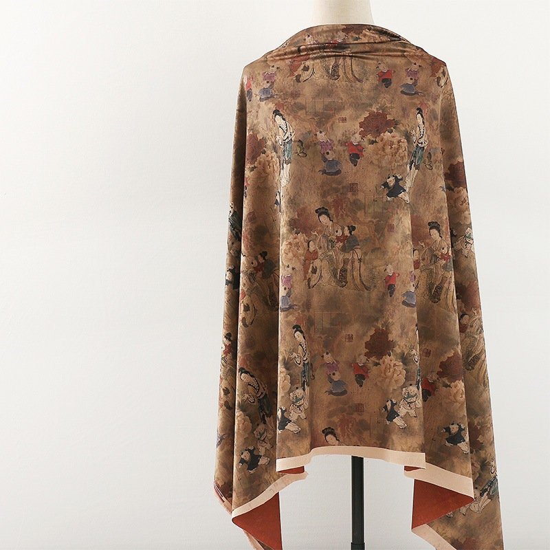 Red Cloud Yarn Fabric: Ancient Ladies Floral Print, 59" Wide - Poppylollipop