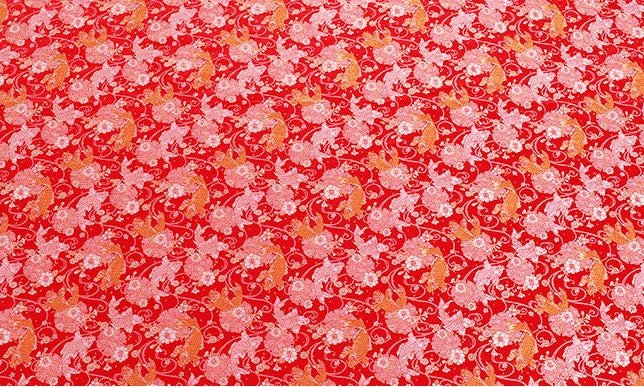 Koi Fish Brocade Fabric: 57"W Chinese Style Rayon Sewing Material - Poppylollipop