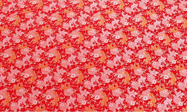 Koi Fish Brocade Fabric: 57"W Chinese Style Rayon Sewing Material