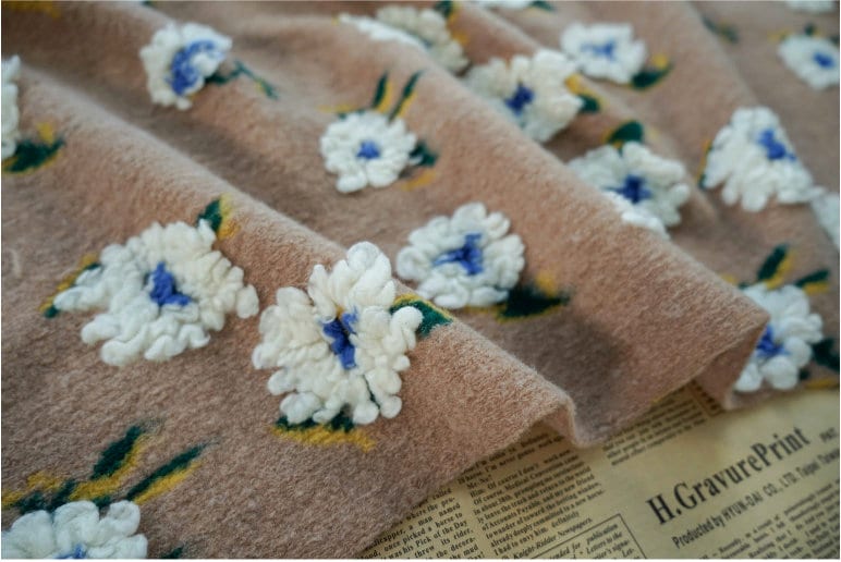Retro French Daisy Plush Fabric: Cosplay Costume Material (63" W)