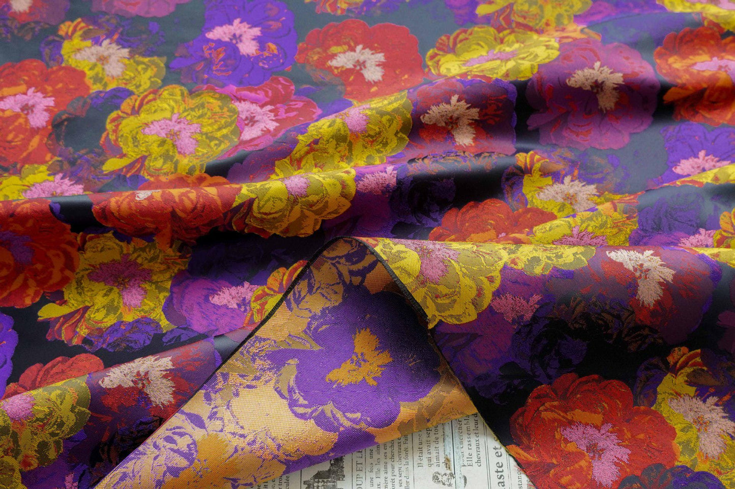 Vintage Floral Jacquard Fabric: European Oil Painting Style, 65" Wide