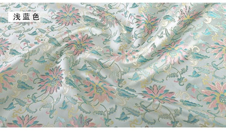 Dunhuang Lotus Brocade Fabric: 59"W Tibetan Costume & Decor