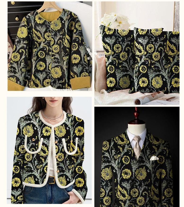 Sunflower Velvet Chenille Fabric ��� Thick Upholstery & Craft Materi" Wide