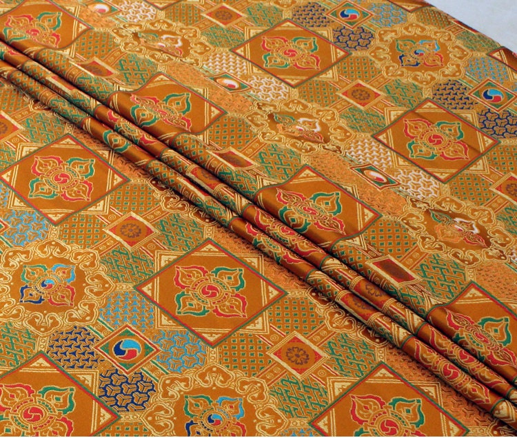 Mongolian Brocade Fabric: Tibetan Gown Material, 29.5" Wide, By The Meter