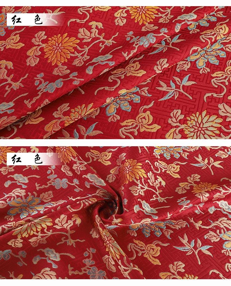 Orange Dunhuang Brocade Fabric: 59"W Tibetan Robe Material