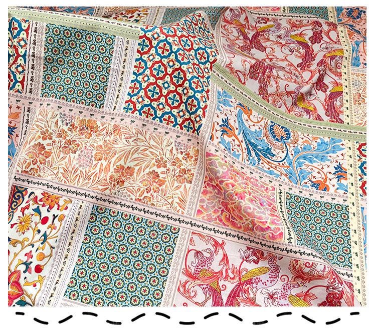 Hand Printed Cotton Sewing Fabric: Indian Quilting & Dress Material