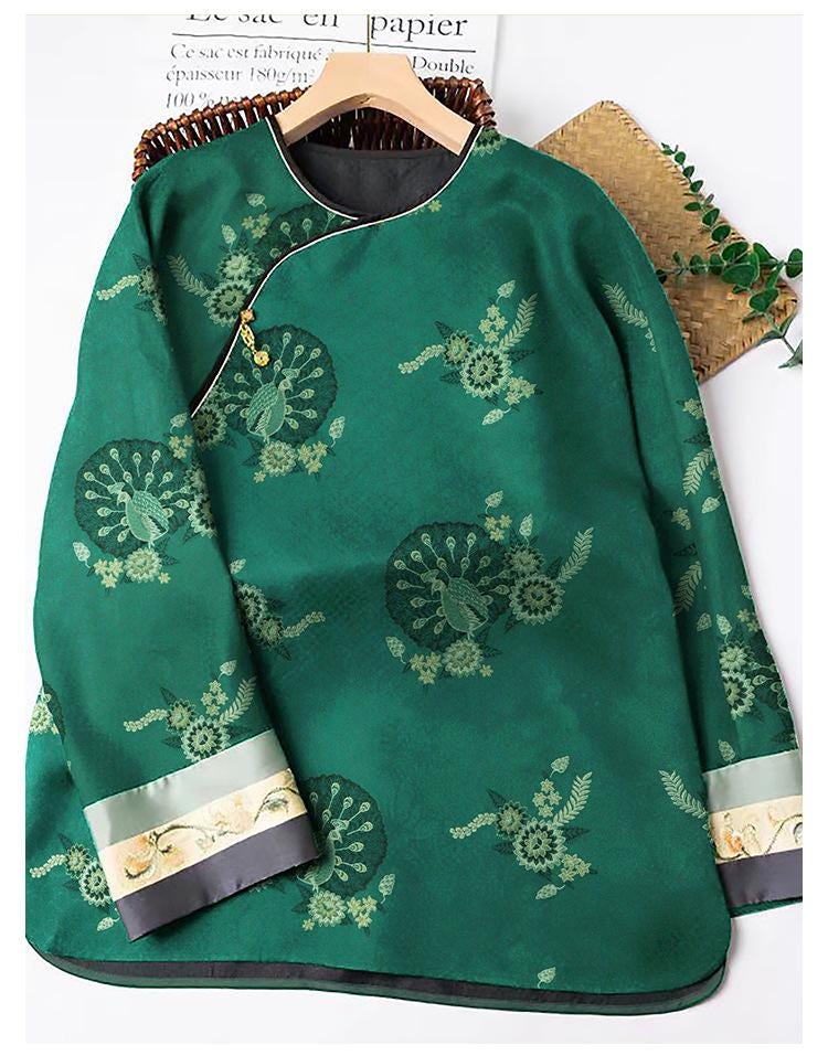 59"W Dark Green Peacock Brocade Fabric: Rayon Blend, Sewing & Upholstery