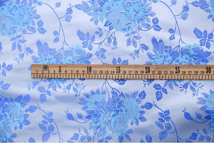 Silk Brocade Fabric: Rose Flower Jacquard, 45" Wide - By The Meter