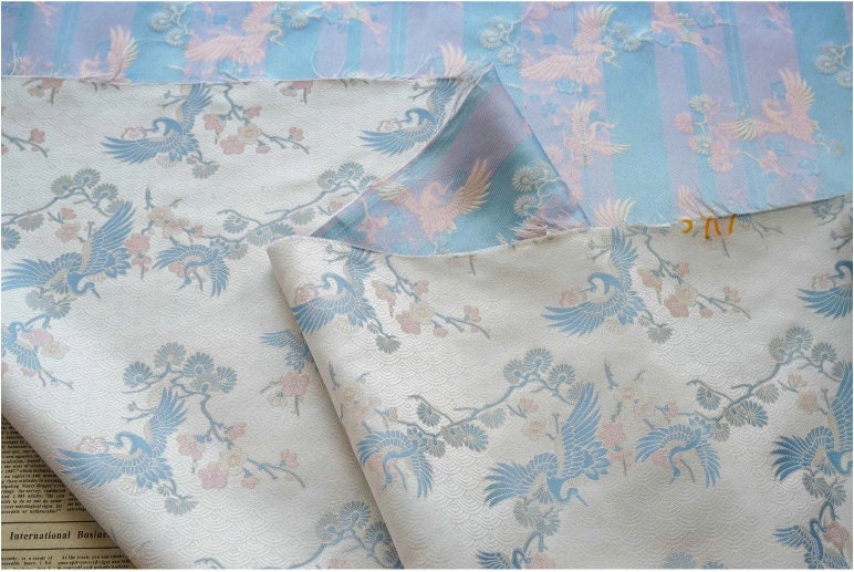 Crane Jacquard Fabric: Chinese Style Upholstery, Costume, & Sewing - 55"W