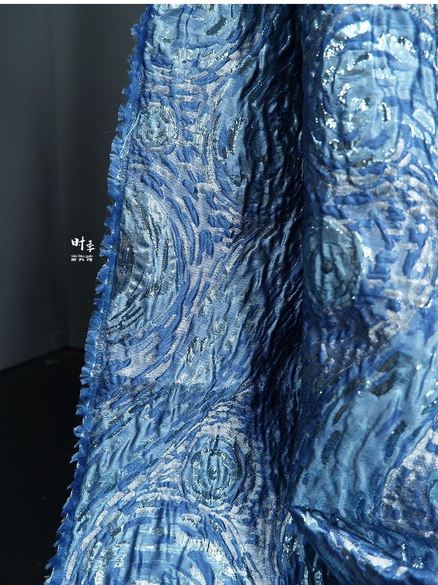 Van Gogh Starry Night Jacquard Fabric: 56"w Impressionism Style