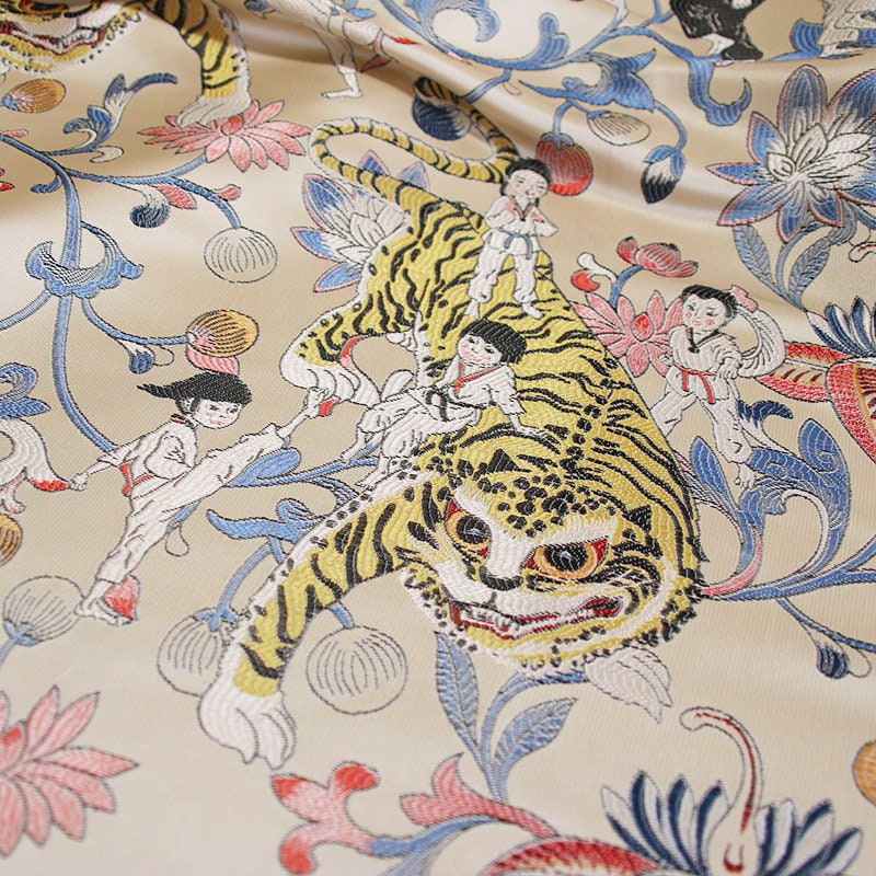 Tiger Jacquard Brocade Fabric: Chinese Embroidery Satin (59" Width)