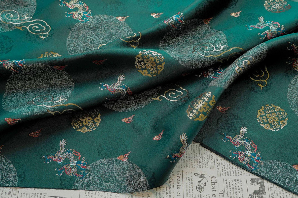 Dragon Silk Brocade Fabric: Emperor Robe Cheongsam Sewing Material - Poppylollipop
