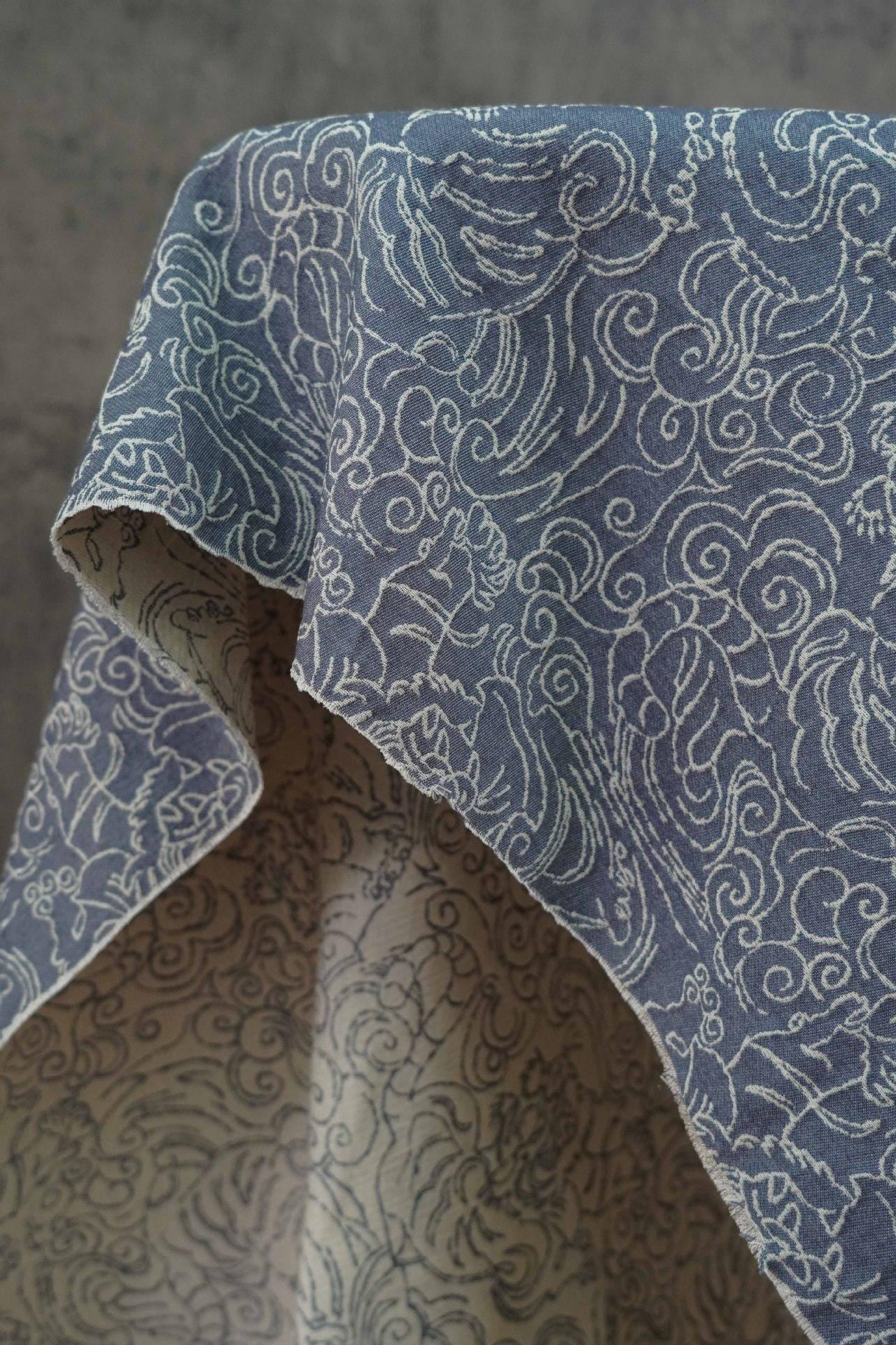 Jacquard Denim Fabric: 3D Reverse Design, Upholstery Sewing Material, 52"