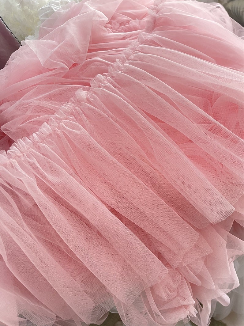 Volant plissé en maille blanche, 30 cm de large, en polyester