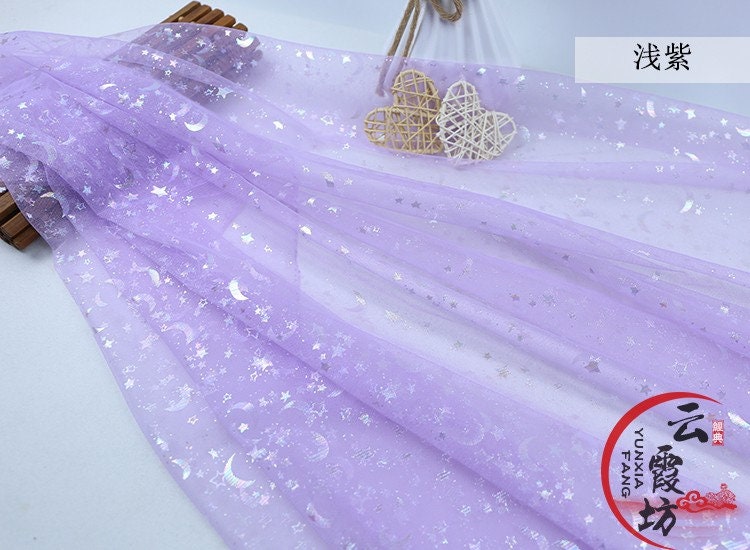 Symphony Foil Star and Moon Mesh Fabric, Wedding Costume, Cosplay (59" Wide)