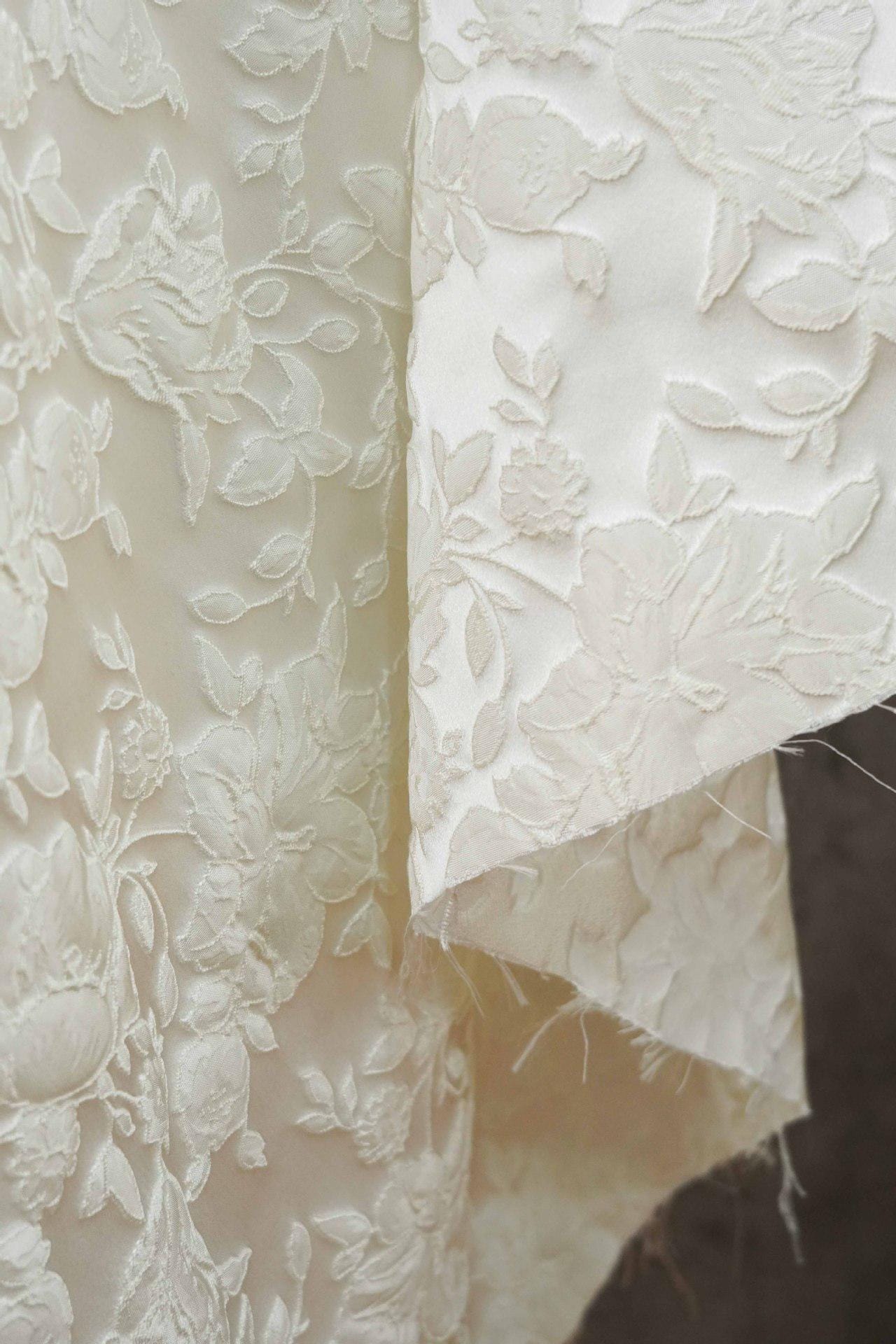 Romantic Off-White Embossed Rose Jacquard Fabric ��� Upholstery, Quilting & Home Dec"Wide