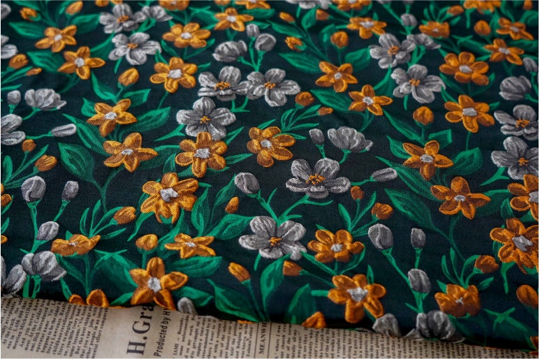 3D Floral Fabric: Yarn-Dyed Rayon Blend, 65" Wide