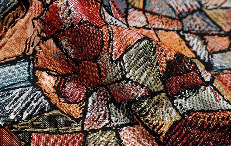 Chenille Jacquard Fabric: Stained Glass Pattern, 55" Wide