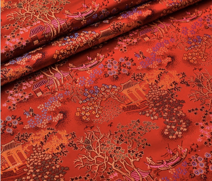 Tissu brocart de soie chinois ancien : Ameublement et couture (59 po de largeur)