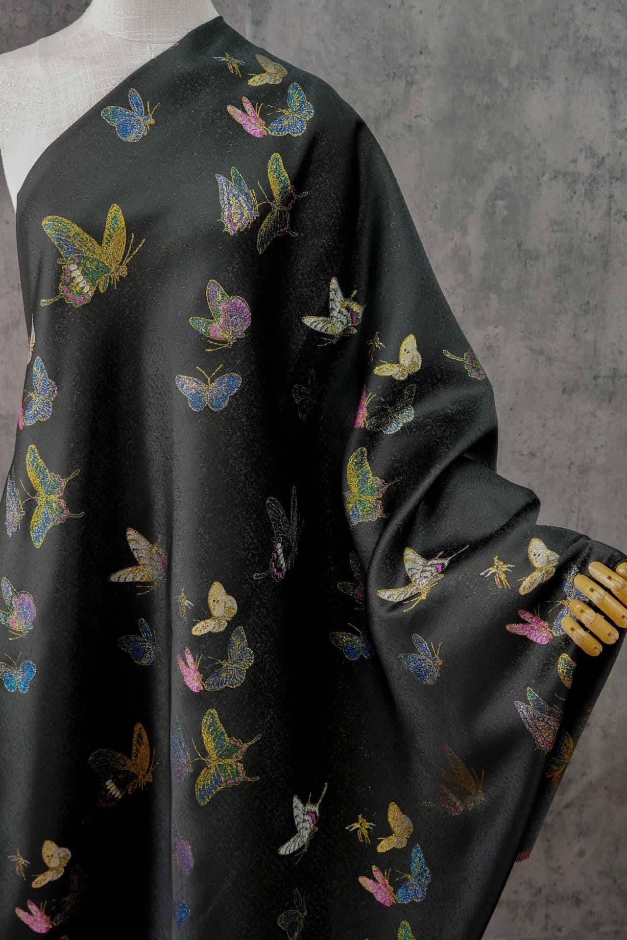 Black Brocade Fabric | Butterfly Jacquard, Sewing Material (59"W)