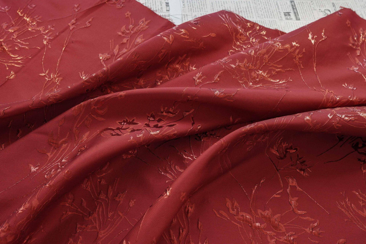 Embossed Gold Thread Floral Jacquard Fabric ��� Festive & Elegan"W - Poppylollipop