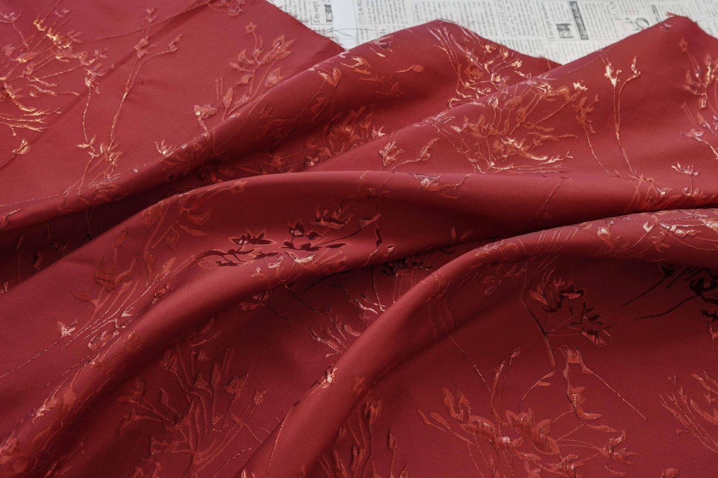 Embossed Gold Thread Floral Jacquard Fabric ��� Festive & Elegan"W