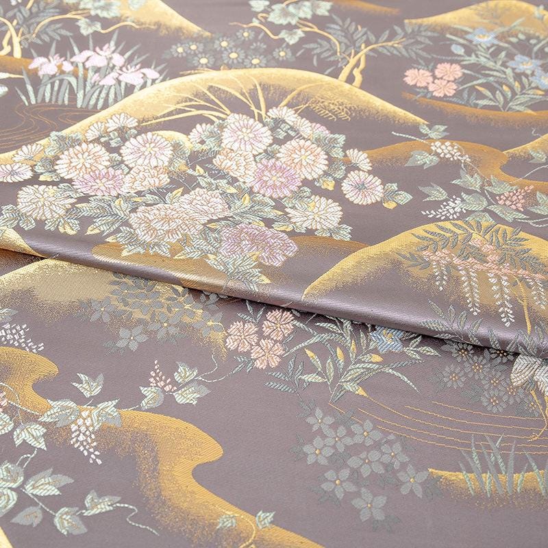 Nishijin Weave Fabric: Japanese Style Floral Silk Rayon Blend - Poppylollipop
