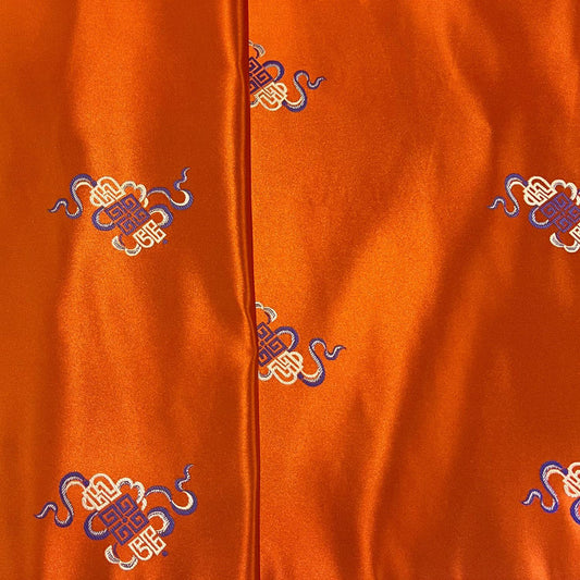 Chinese Brocade Fabric – Elegant Jacquard with 'Fu' Symbol, 29.5” Wide