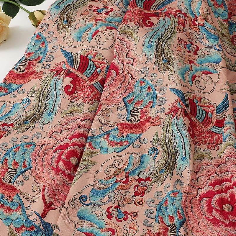 Satin Jacquard Fabric: 59"W Digital Print Shantung Silk - Upholstery, Costume, Decor - Poppylollipop