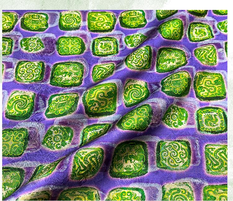 Emerald Jade Xiangyunsha Fabric: Chinese Jacquard Rayon for Dressmaking - Poppylollipop