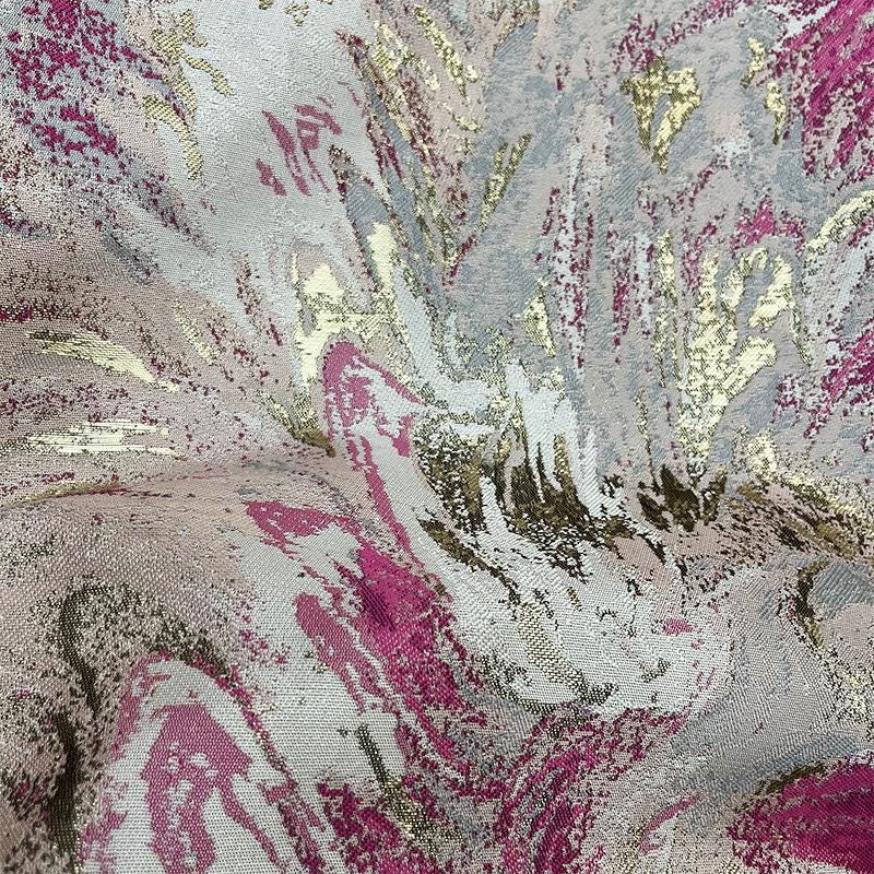 Abstract Oil Painting Jacquard Fabric | Gold Thread Luxury Brocade | Vintage Color Woven | Sofa Upholstery Dress, 58"Wide