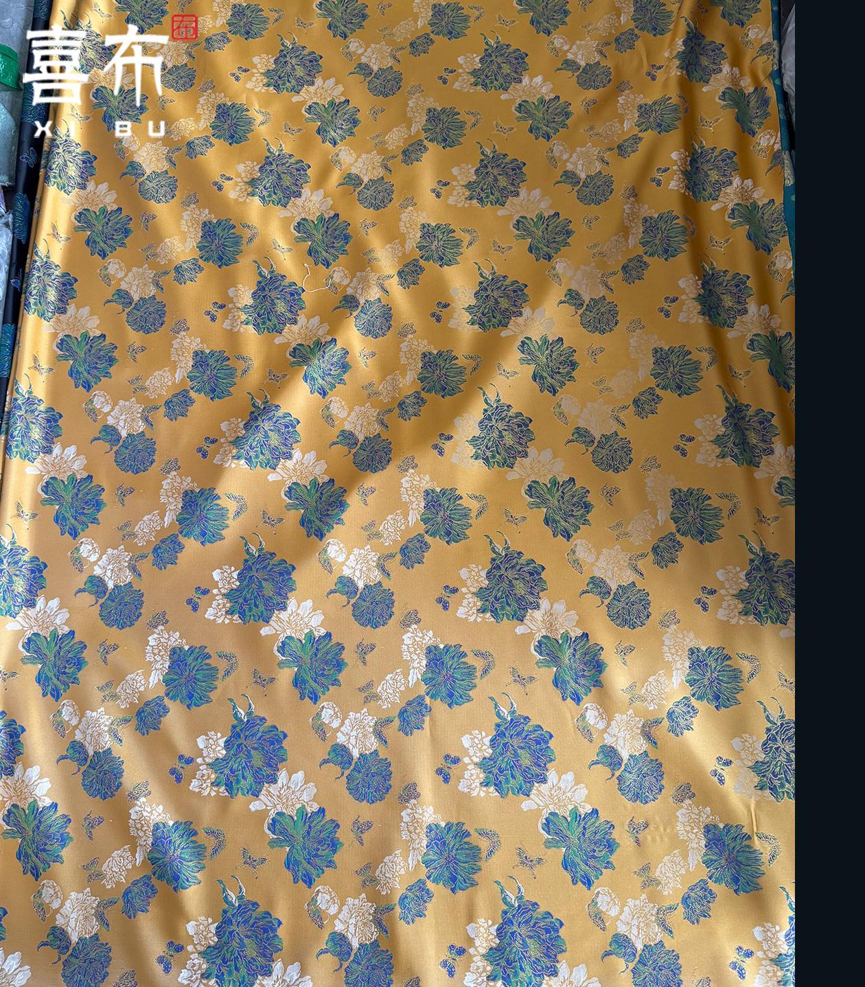Multicolor Butterfly Floral Gold Jacquard Brocade Fabric, Traditional Woven Satin Textile, Vest Costume Fabric, DIY Sewing Material, 58"W - Poppylollipop