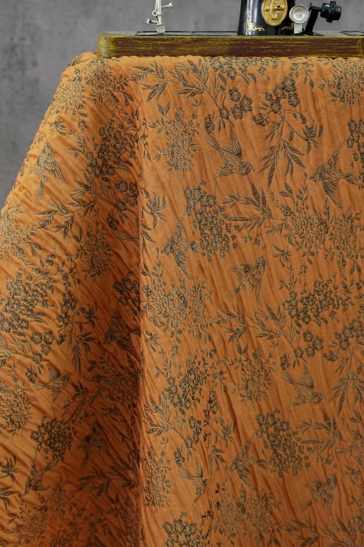 Green Jacquard Fabric, Bird Floral Brocade Fabric by Yard, Double Sided Woven Textile, Chinese Style Sewing Material, Luxury Vintage Fabric - Poppylollipop