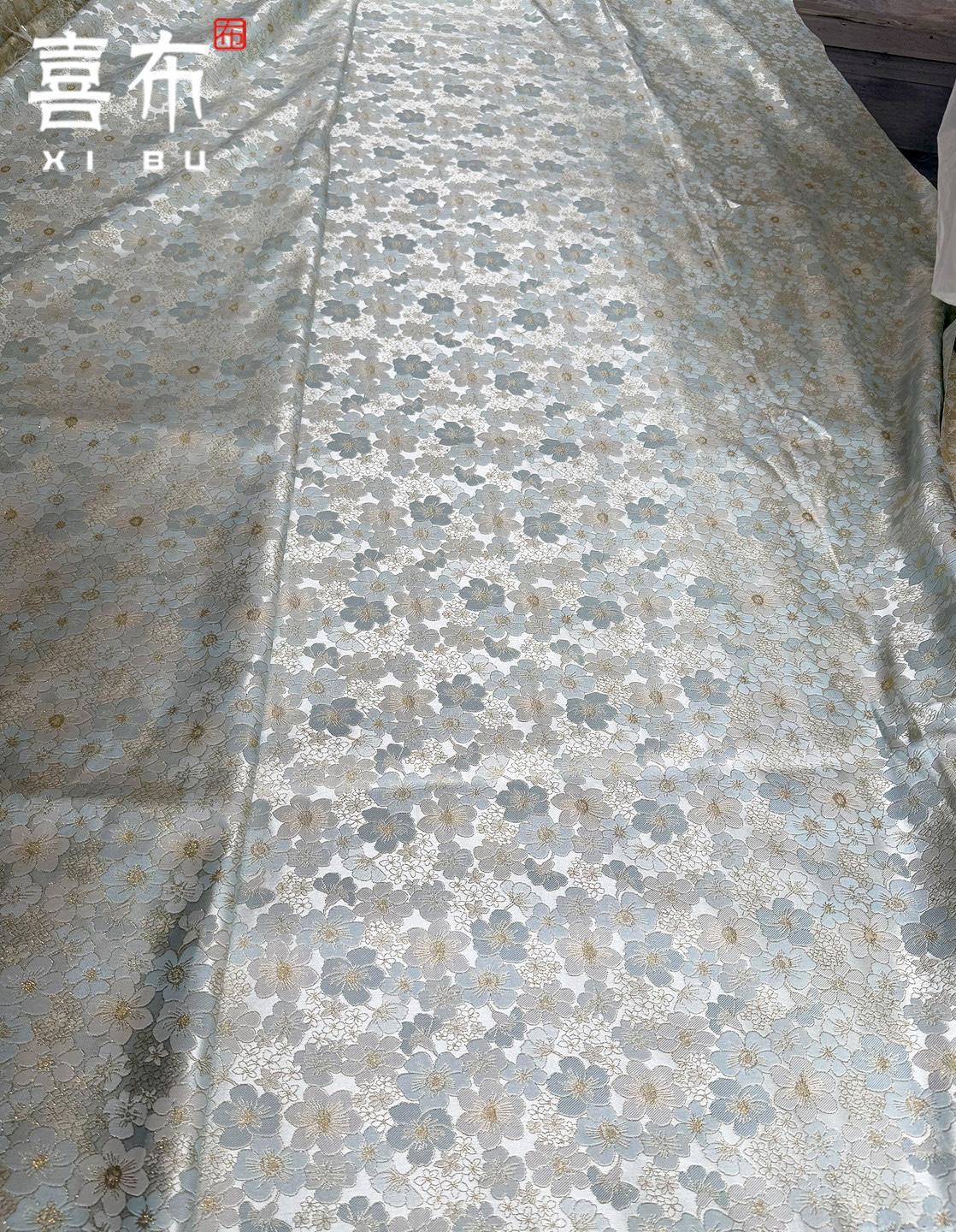 Luxury Gold Sakura Jacquard Fabric by Yard, Princess Floral Brocade Textile, Elegant Shimmery Wedding & Dress Sewing Material, 58"Wide - Poppylollipop