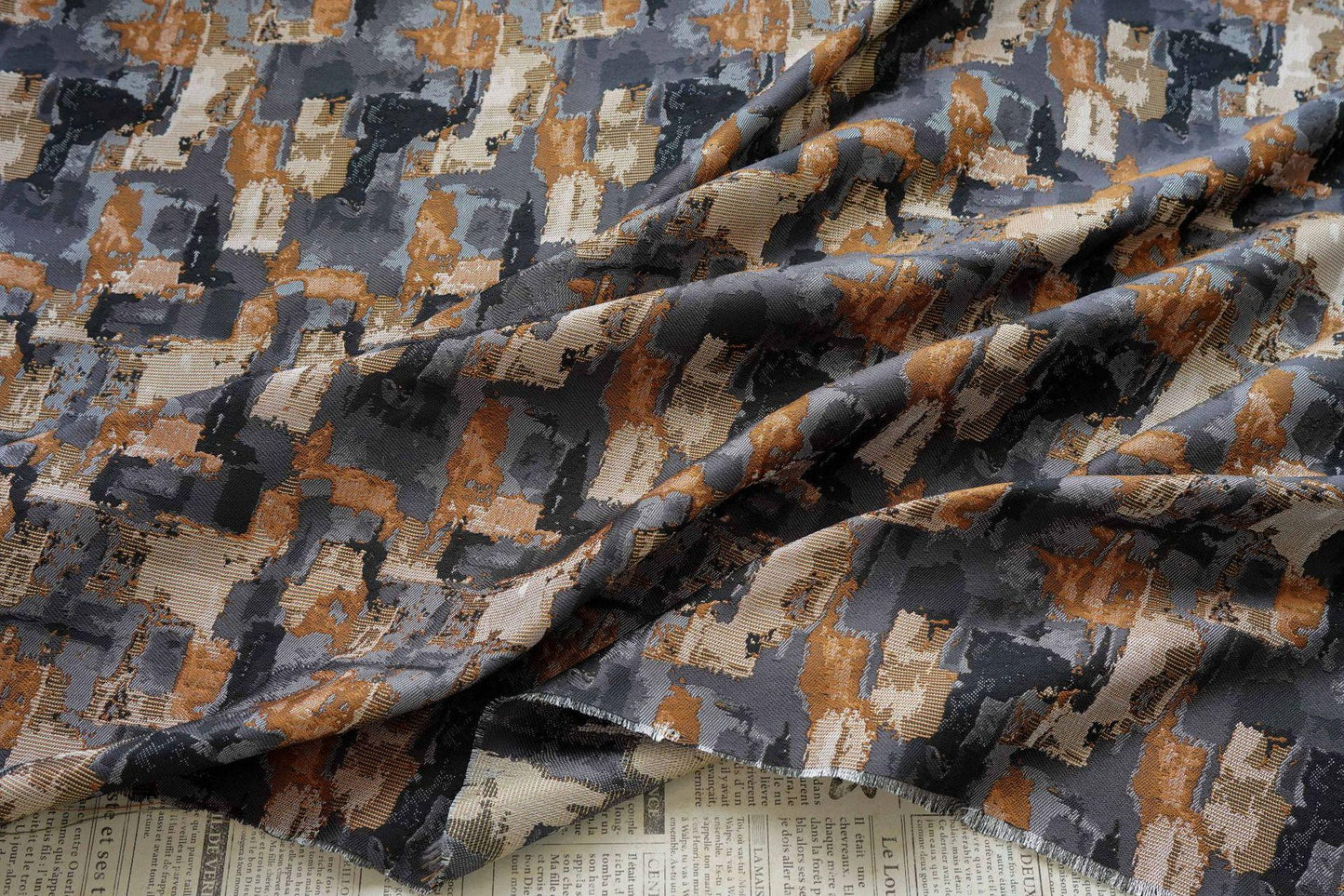 Abstract Oil Painting Style Jacquard Fabric, Geometric Color Block Textile, Vintage Woven Upholstery & Fashion Sewing Material, 58" Wide - Poppylollipop