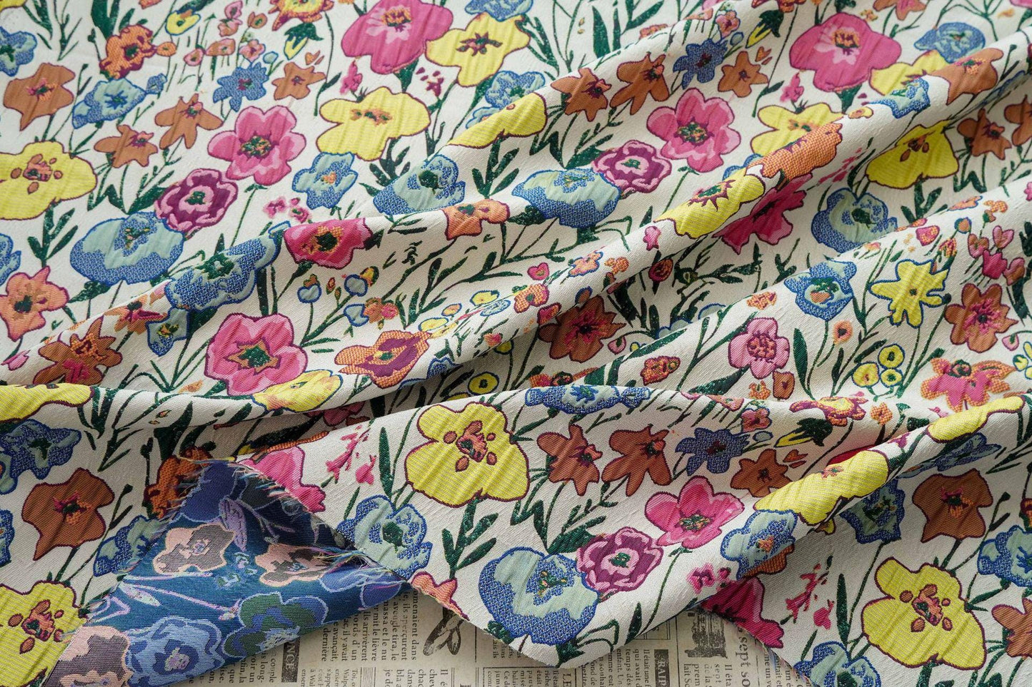 Art Style 3D Floral Jacquard Fabric, Abstract Embossed Flower Woven Textile, Double-Sided Fashion Material for DIY Clothing & Costumes, 52"W - Poppylollipop